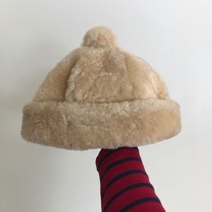 Vintage Genuine Sheepskin Fur Winter Hat Adorable